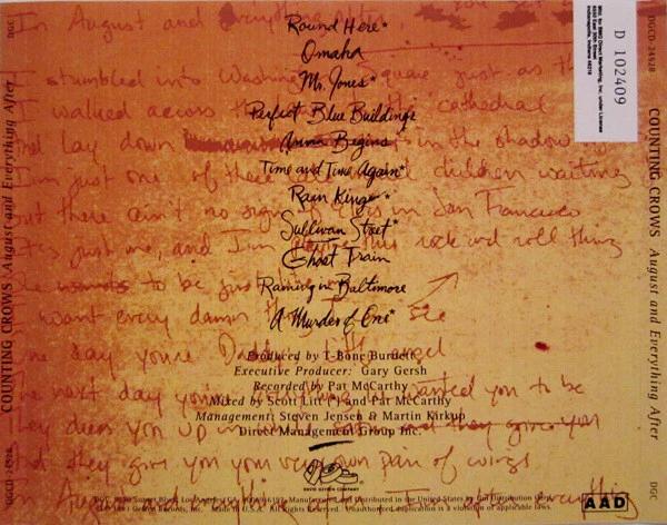 Counting Crows - August And Everything After (CD) (NM or M-, VG+)