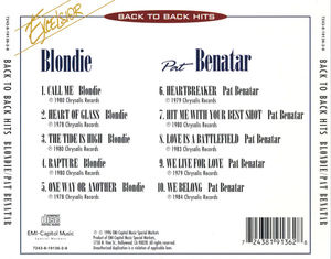 Blondie / Pat Benatar - Back To Back Hits (CD) (VG+, VG+)