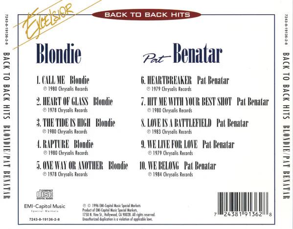 Blondie / Pat Benatar - Back To Back Hits (CD) (VG+, VG+)