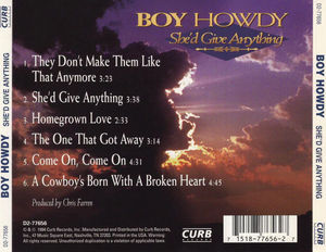 Boy Howdy - She'd Give Anything (CD) (VG+, VG+)