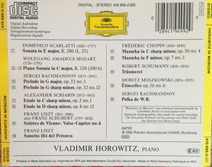 Vladimir Horowitz - Horowitz In Moscow (CD) (NM or M-, VG+)