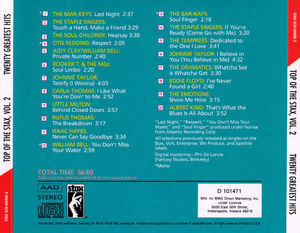 Various - Top Of The Stax: Twenty Greatest Hits, Vol. 2 (CD) (VG+, VG+)