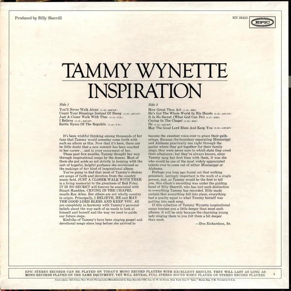 Tammy Wynette - Inspiration (Vinyl) (VG, VG)