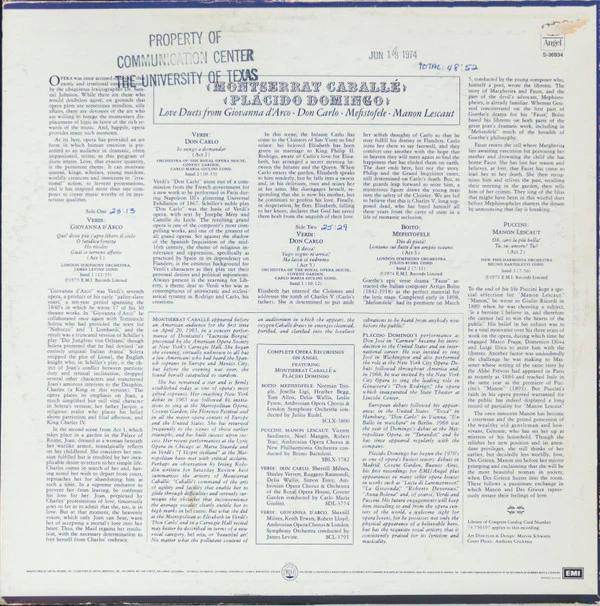 Montserrat Caballé & Placido Domingo - Love Duets (Vinyl) (NM or M-, VG)