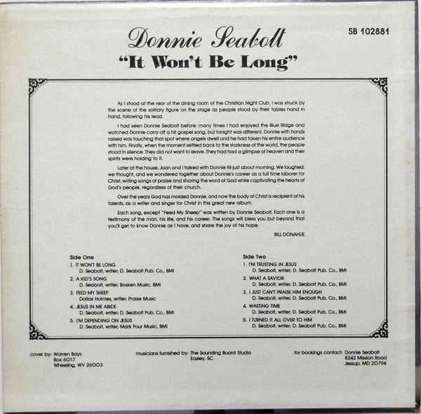 Donnie Seabolt - It Won't Be Long (Vinyl) (NM or M-, VG+)