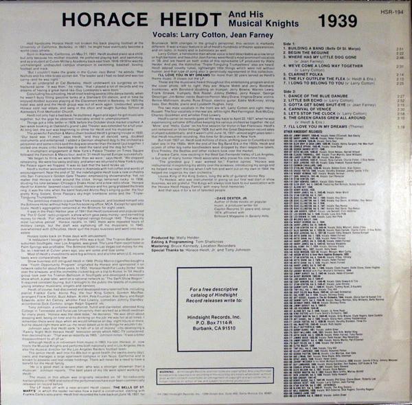 Horace Heidt And His Musical Knights - The Uncollected Horace Heidt, 1939 (Vinyl) (NM or M-, VG+)