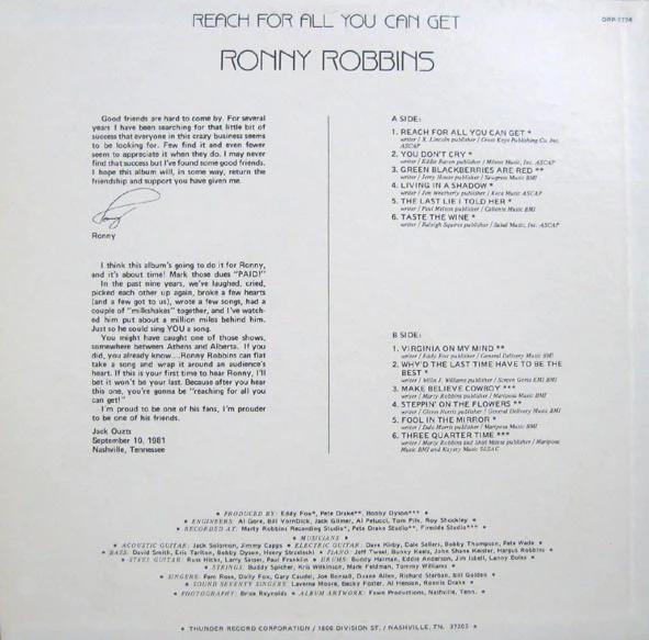 Ronny Robbins - Reach For All You Can Get (Vinyl) (NM or M-, VG+)