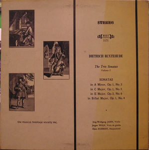 Dieterich Buxtehude - Jörg-Wolfgang Jahn, Jürgen Wolf, Hans Schmidt  - The Trio Sonatas Volume I (Vinyl) (NM or M-, VG+)