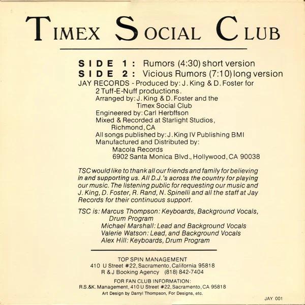 Timex Social Club - Rumors (Vinyl) (VG+, VG+)