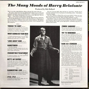 Harry Belafonte - The Many Moods Of Belafonte (Vinyl) (VG+, VG)