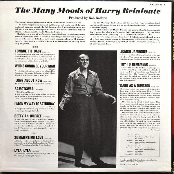 Harry Belafonte - The Many Moods Of Belafonte (Vinyl) (VG+, VG)