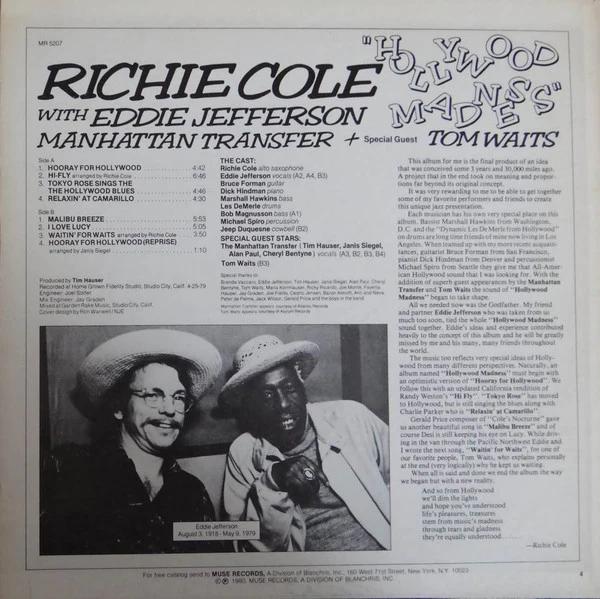 Richie Cole With Eddie Jefferson - Hollywood Madness (Vinyl) (VG+, VG+)