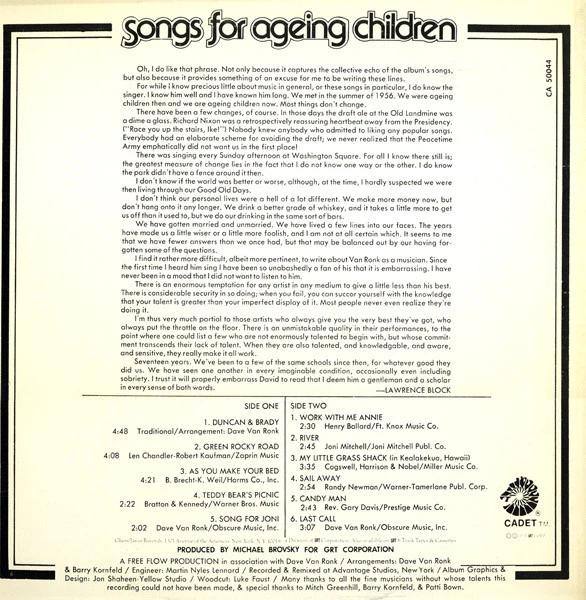 Dave Van Ronk - Songs For Ageing Children (Vinyl) (VG+, G+)