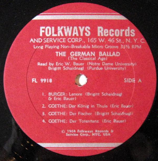 Eric Bauer , Brigitt Schaidnagl - The German Ballad (The Classical Age) (Vinyl) (M, NM or M-)