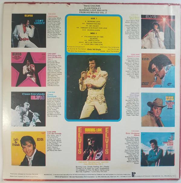 Elvis Presley - Burning Love And Hits From His Movies Vol. 2 (Vinyl) (M, VG+)