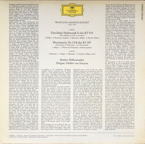 Wolfgang Amadeus Mozart - Berliner Philharmoniker · Herbert von Karajan - Eine Kleine Nachtmusik, Divertimento KV 287 (Vinyl) (NM or M-, VG+)