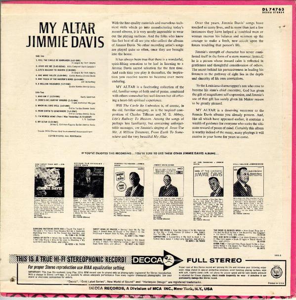 Jimmie Davis - My Altar (Vinyl) (NM or M-, VG+)