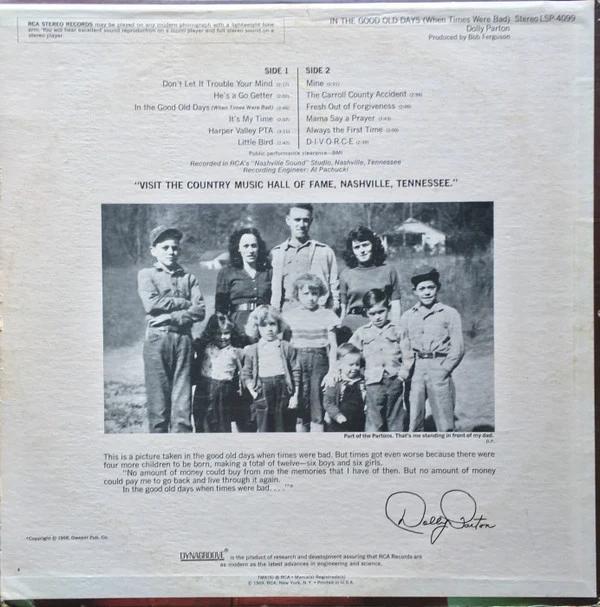 Dolly Parton - In The Good Old Days (When Times Were Bad) (Vinyl) (VG+, VG)