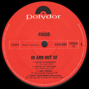 Focus  - In And Out Of Focus (Vinyl) (VG, G+)