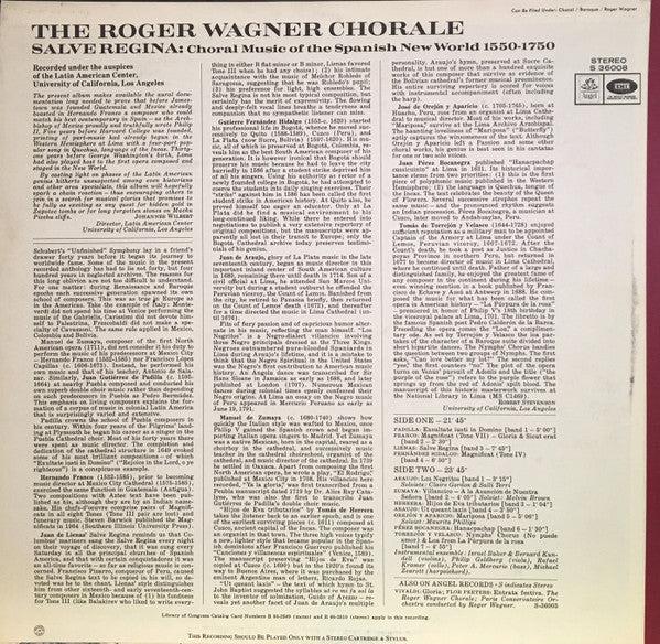 The Roger Wagner Chorale - Salve Regina (Choral Music Of The Spanish New World 1550-1750) (Vinyl) (VG+, VG+)