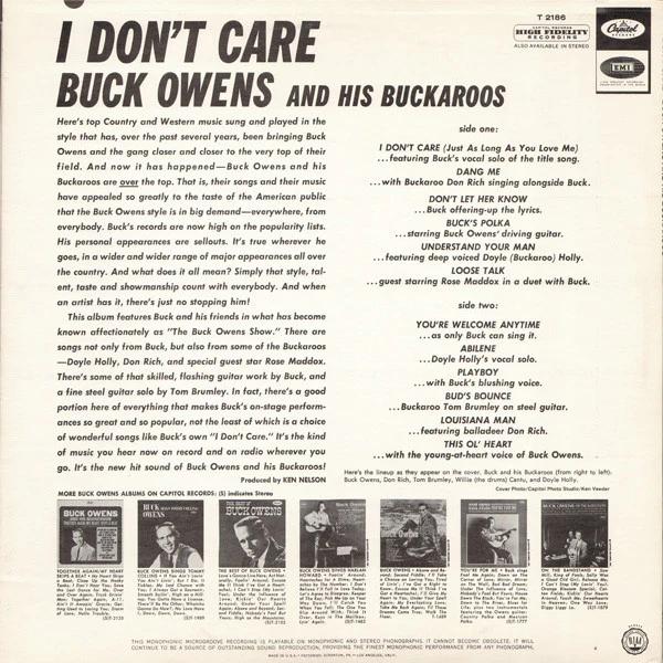 Buck Owens And His Buckaroos - I Don't Care (Vinyl) (VG, VG)