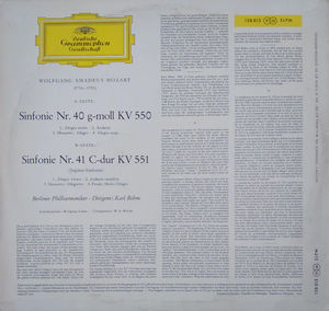 Wolfgang Amadeus Mozart, Berliner Philharmoniker ∙ Karl Böhm - Sinfonien Nr. 40 G-Moll KV 550 / Nr. 41 C-Dur KV 551 (Jupiter-Sinfonie) (Vinyl) (VG, G+)