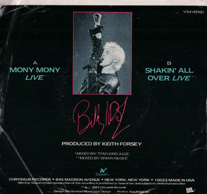 Billy Idol - Mony Mony (Live) (Vinyl) (NM or M-, VG+)